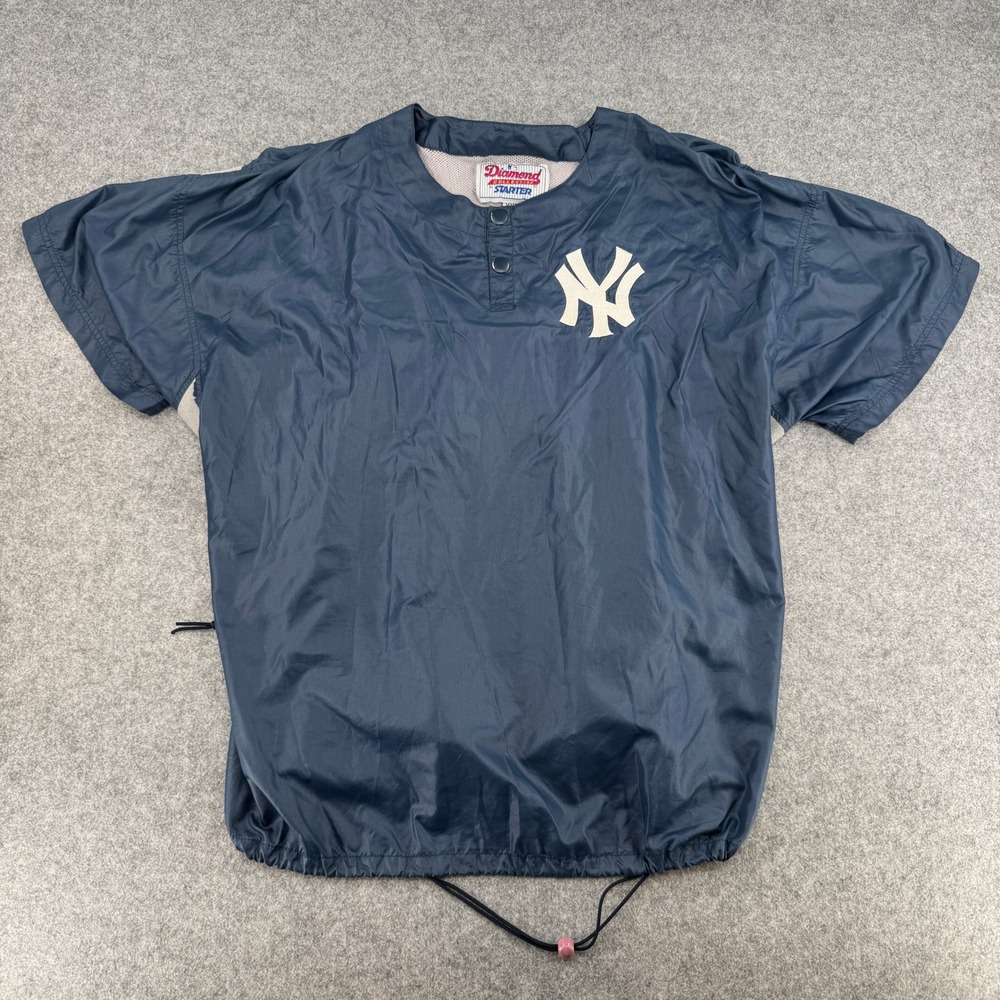 New York Yankees Starter Pullover Mens XXL Navy Blue MLB Baseball Diamond EUC
